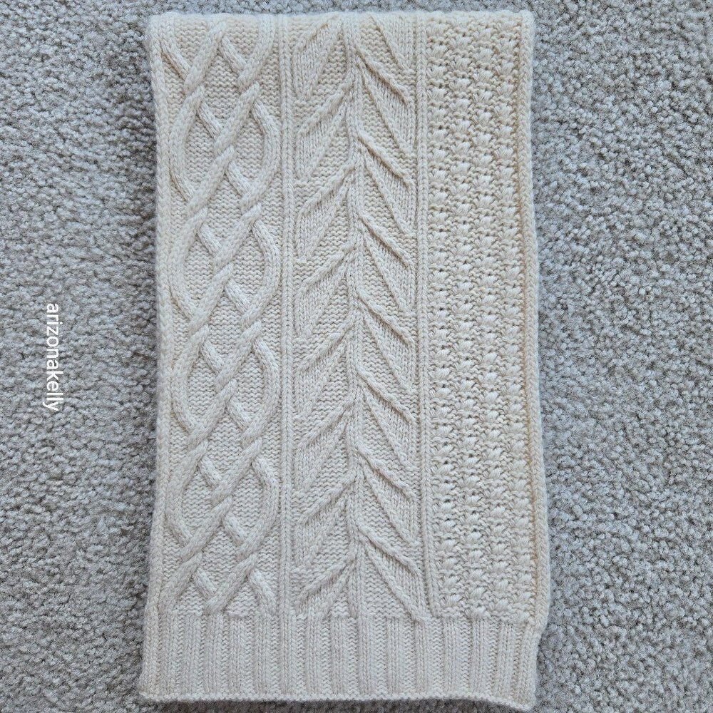 J. Crew Wool/Cashmere Ivory Scarf With 3 Different Knit Patterns